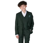 Elegant Boys 3 Piece Check Tweed Green Suit - Vintage Tailored Fit for Pageboy, Weddings & Formal Events Sizes 12 Years UK