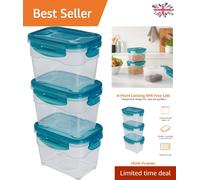 Amazon Basics Air-Locked Leak-Proof, Stackable & Airtight Fridge/Freezer Containers with Lids, BPA-Free Plastic, Microwave and Dishwasher Safe 3-Piece Food-Storage Set, 3 x 1 l, Clear