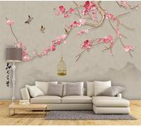 Elegant Branches Pink Flowers Flying Birds 3D Wallpaper Luxury Home Dining Decor Paste Sofa Living Room The Wall for Bedroom Mural-430cm×300cm