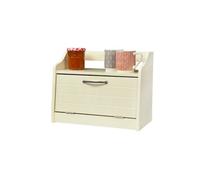 Elegant Brands Minack Buttermilk / Cream Wooden Bread Bin, Worktop Storage Box With Shelf