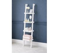 Elegant Brands Ladder Leaning Bookshelf, Wooden with White Paint Finish, 4 Tiers - Sennen Range