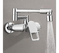 Elegant Brass Pull-Out Kitchen Faucet with Wall-Mounted Hot and Cold Sink Chrome-Plated Foldable Hook Functional Kitchen Accessory by Aqiong