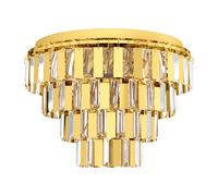 Elegant Brass Tiered Flush Ceiling Light With Clear Crystal Shade