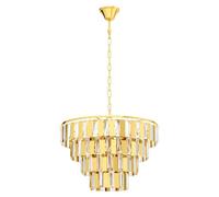 Elegant Brass Tiered Pendant Ceiling Light With Clear Crystals And E14 Bulb Socket