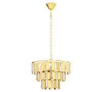 Elegant Brass Tiered Pendant Ceiling Light With Clear Crystals - E14 Bulb Compatible