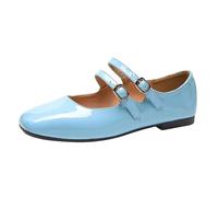 Elegant breathable comfortable ballet flats for women with lacing, ideal lightweight Mary Jane shoes for slip-on sporty dance shoes for everyday use, perfect white for versatile casual looks, sky blue