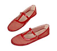 Elegant Breathable Women's Ballet Flats with Lacing, Ideal Slip On Shoes for Everyday Sports, Dance, Travel, Lightweight White Mary Jane Shoes with Low Heel, Practical Closure, Perfect for