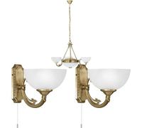Elegant Bronze Ceiling Pendant Light With Matching Wall Sconces - Satin Glass Chandelier