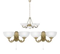 Elegant Bronze Satin Glass Multi Chandelier With Matching Wall Lights