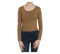 Elegant Brown Fitted Blouse for Sophisticated Evenings - female - Gianfranco Ferré - Long Sleeve T-Shirts - Brown - 2XS - Tops 2XS