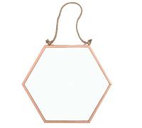 Elegant Brown Metal Small Geometric Mirror - 17.5cm x 20cm (1 Pc.) - Unique & Eye-catching Design - Perfect for Home & Office Decor