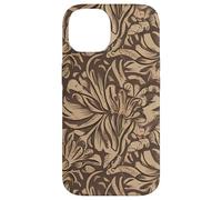 Elegant Brown Monochrome Floral Pattern Case for iPhone 14