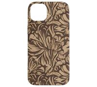 Elegant Brown Monochrome Floral Pattern Case for iPhone 14 Plus