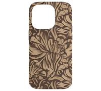 Elegant Brown Monochrome Floral Pattern Case for iPhone 14 Pro