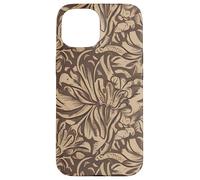 Elegant Brown Monochrome Floral Pattern Case for iPhone 15