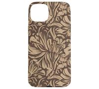 Elegant Brown Monochrome Floral Pattern Case for iPhone 15 Plus