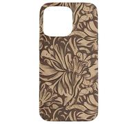 Elegant Brown Monochrome Floral Pattern Case for iPhone 15 Pro Max