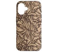 Elegant Brown Monochrome Floral Pattern Case for iPhone 16