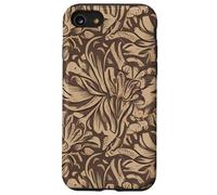Elegant Brown Monochrome Floral Pattern Case for iPhone SE (2020) / 7/8