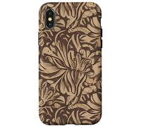 Elegant Brown Monochrome Floral Pattern Case for iPhone X/XS