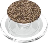 Elegant Brown Monochrome Floral Pattern PopSockets PopGrip for MagSafe