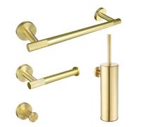 Elegant Brushed Gold Bathroom Accessories Set - 3-Piece: Toilet Paper Holder Towel Rack & Robe Hook - Stylish Home Décor for Modern Bathrooms