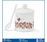 Elegant Bumblebee Ceramic Sugar Bowl With Lid and Serving Spoon 110ml