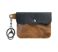 Elegant Business Wallet PU 1eather Wallets With Keychain Protecting Coin Purse Travel Change Pocket And Card Slots, Black with brown