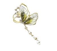 Elegant Butterfly Brooch with Tassels Designs Dripping Waterdrops Shape Alloy Materials for Women Fashion Accessory Statement Brooch Pin