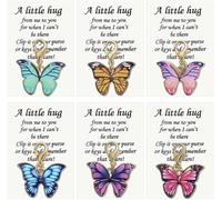 Elegant Butterfly Charm with Warm Card 6 Pcs - Emotional Support Butterfly Pendants, Pocket Hug Butterflies Keychain, Emotional Support & Anxiety Relief, Inspirational Gifts for Friends (A#)
