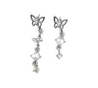 Elegant Butterfly Drop Earrings with Pearl and Crystal Accents for Women