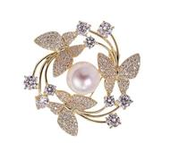 Elegant Butterfly Floral Brooch Pearls Accented Alloy Jewelry Secure Pin For Women Party Wedding Accessories Trendy Butterfly Brooch For Parties