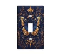 Elegant Butterfly Light Switch Cover Plate/Outlet Covers, Navy Blue Decorative Wall Accents, Thermoplastic Wall Plates, Standard Size Single Toggle