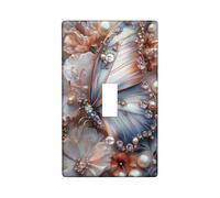 Elegant Butterfly Light Switch Cover Plates/Outlet Covers, Soft Blue Floral Design for Home Decor, Thermoplastic Wall Plates, Standard Size Single Toggle