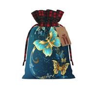Elegant Butterfly Print Christmas Drawstring Gift Bags Large Xmas Present Storage Bag