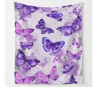 Elegant Butterfly Throw Blanket 150 x 180 cm, Romantic Butterfly Insect Fleece Blanket Cozy Microfibre Plush Blanket for Couch Sofa Bed Kids Parents Gift, Purple