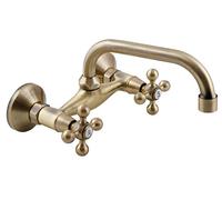 Elegant 'C' Type Antique Brass Bathroom Tap Kitchen Faucet Ancient Retro Heads