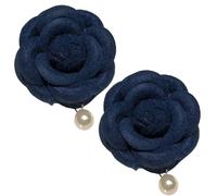 Elegant Camellia Brooch Pin, Vintage Pearl Flower Brooch, Versatile Decoration Accessor for Suit Scarf Hat and Dress(Blue 2,1pcs)