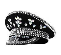Elegant Captain Hat For Bride Shimmering Captain Hat Sailor For Music Festivals Sparkly Crystals Wedding Hats