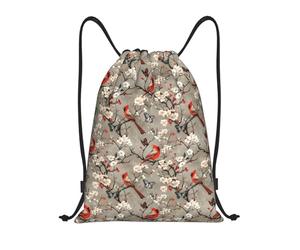 Elegant Cardinal Butterfly Unisex Drawstring Backpack Waterproof Gym Sack Durable Pe Bag For Football Yoga Beach