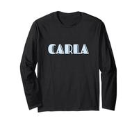 Elegant Carla Vintage Art Deco Light Blue/Lavender Font Long Sleeve T-Shirt