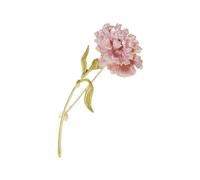 Elegant Carnation Brooch Corsage Female Delicate Flower Pin, Gold + Pink