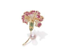 Elegant Carnation Brooch - Pearl-Accented Floral Pin for Blazers