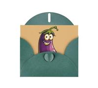 Elegant Cartoon Eggplant Print Greeting Cards With Envelopes,Thank You,Birthdays,Christmas,Valentine
