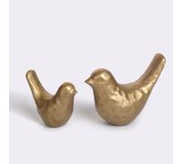 Elegant Cast Iron Bird Statue with Vintage Brass Coating - Gold Bird Figurine for Home Desk, Living Room, Bedroom, Office - Charming Decorative Ornament