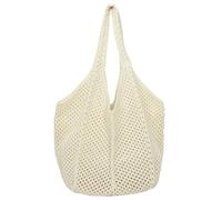 Elegant Casual Large Capacity Woven Handbag, Simple Crochet Mesh Tote Woven Shopping Bag For Travel Outdoor(Beige)