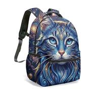 Elegant Cat & Butterfly Floral Print 16 Inch Backpack, Whimsical Dreamy Fantasy Design School Bag for Kids & Adults (04)