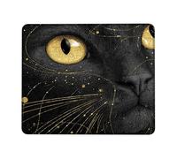Elegant Cat Desk Mouse Pad, Golden Glitter Eyes Non-Slip Gaming Mousepad, Perfect for Halloween Home and Office Use Square 8x10 Inch