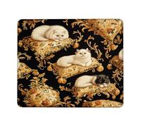 Elegant Cat Pattern Mouse Pad, Vintage Floral Design in Black, Perfect for Home and Office, Non-Slip Gaming Mousepad for All Seasons Square 8x10 Inch