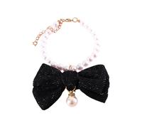 Elegant Cat Pearl Collar with Bow Tie - Adjustable Necklace for Indoor Cats and Small Dogs Stylish and Comfortable Design (D, One Size)